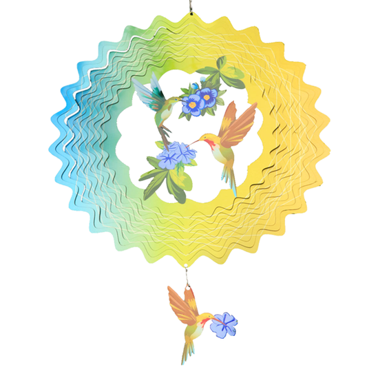 Hummingbird and Flower Kinetic Wind Spinner