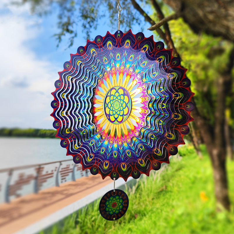 Peacock Feathers Mandala Wind Spinner