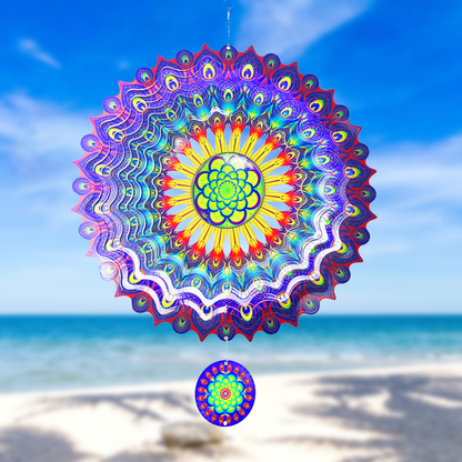 Peacock Feathers Mandala Wind Spinner