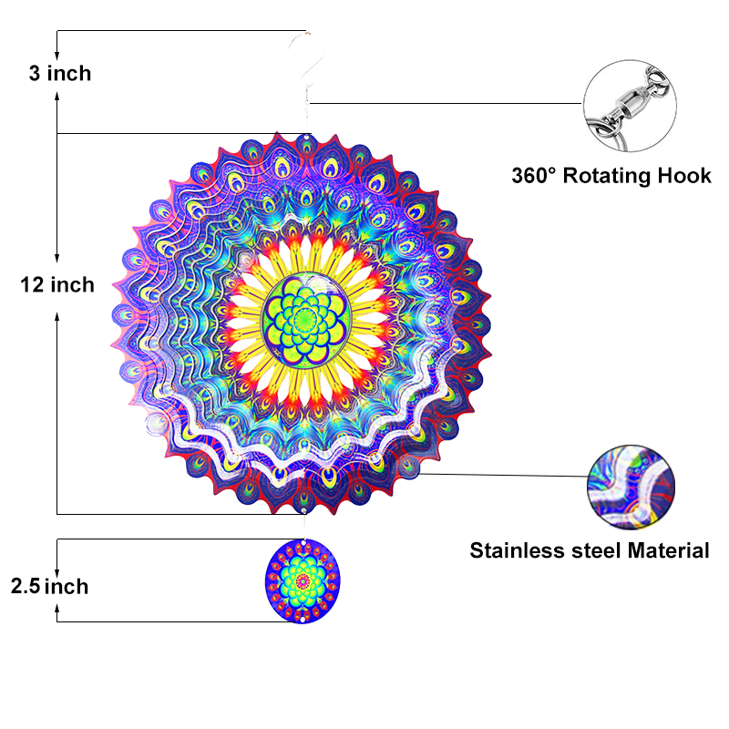 Peacock Feathers Mandala Wind Spinner