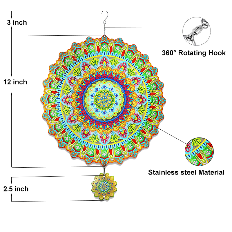 Colorful Flowers Mandala Wind Spinner